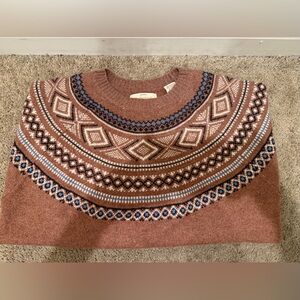 “New” Weatherproof Women's Brown and Blue Patterned Sweatshirt sizeS